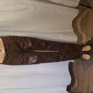 L & B Boyfriend Leopard Pants with Sequin Detail Size 8